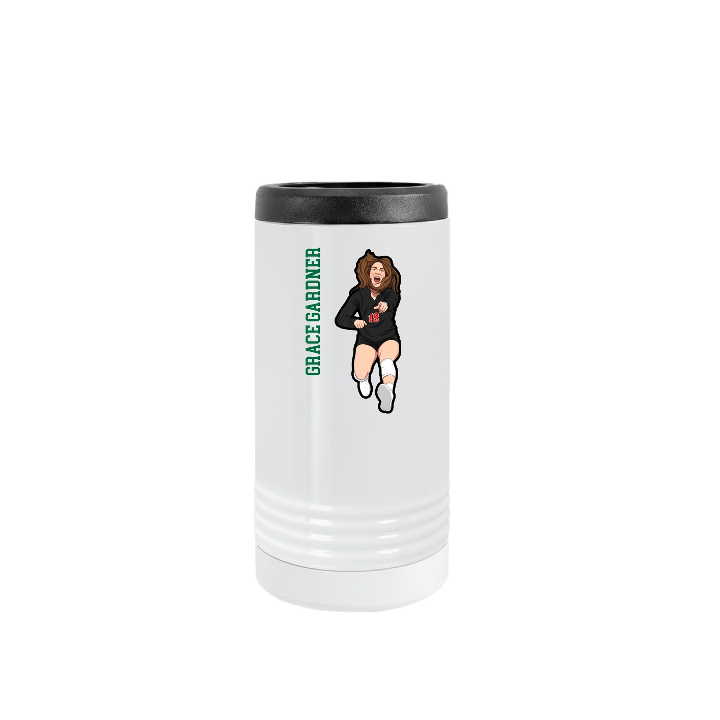 Slim Beverage Holder — Name Vertical in White