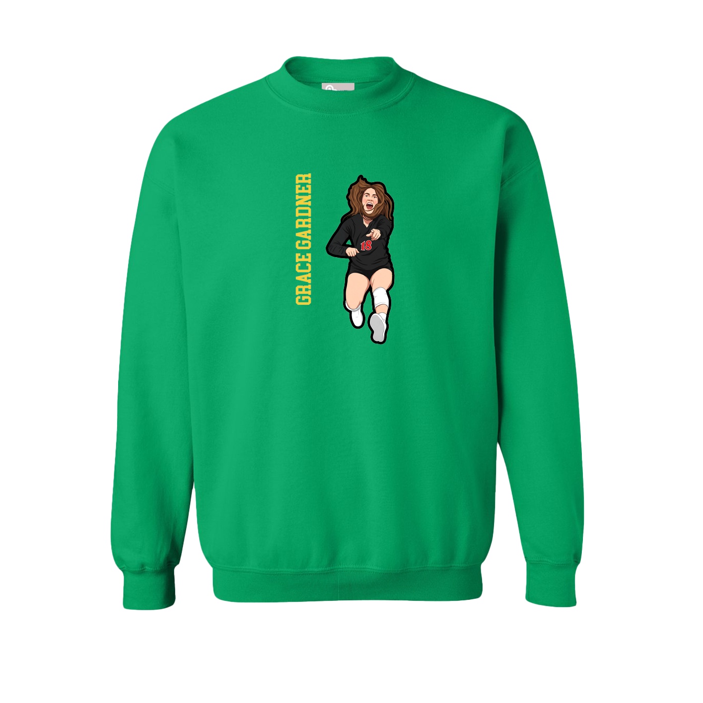 Fleece Crew — Name Vertical in Green