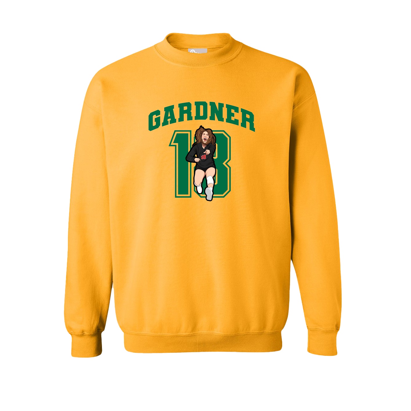Fleece Crew — Number in Gold