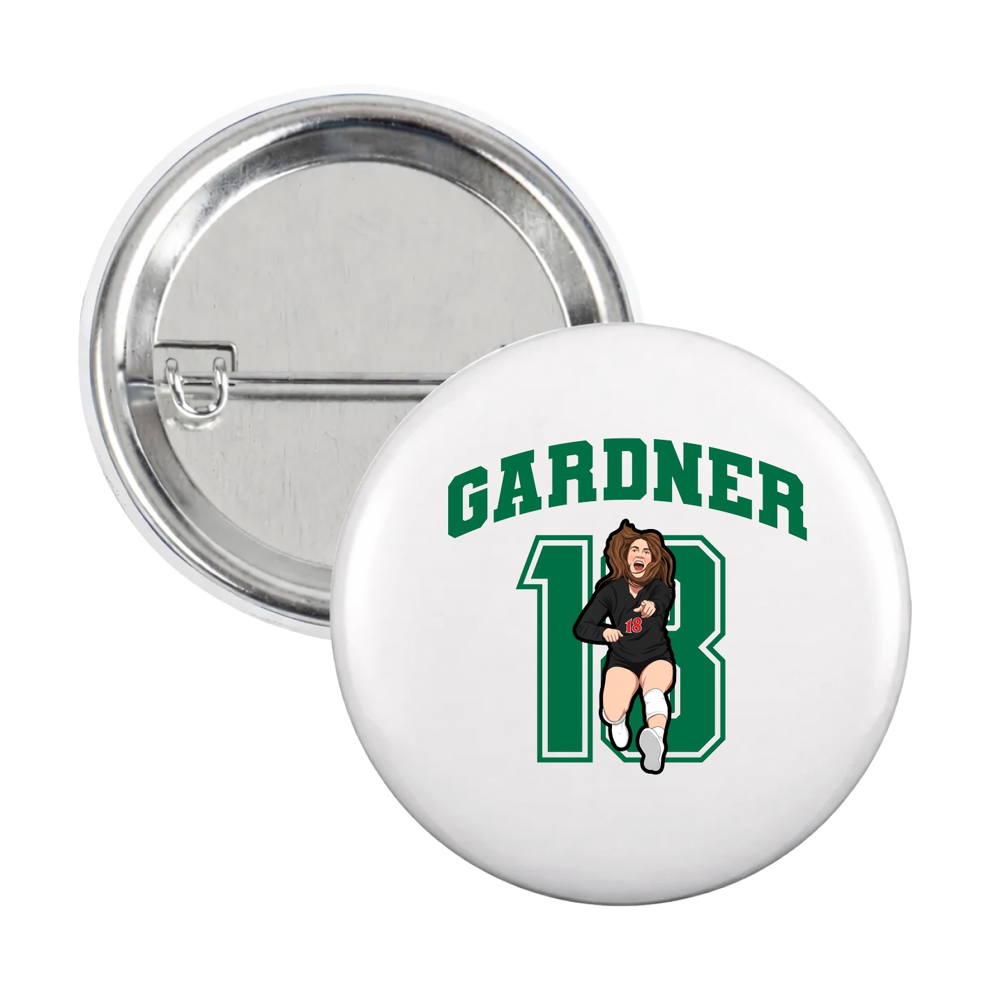 Game Day Button — Number in White
