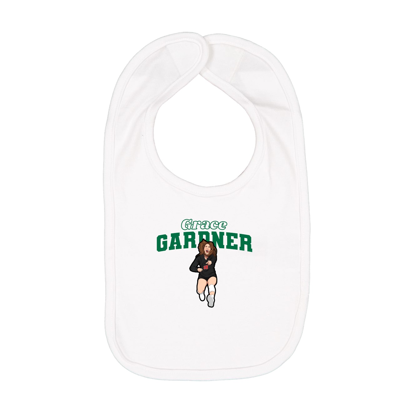 Infant Bib — Name Arch in White