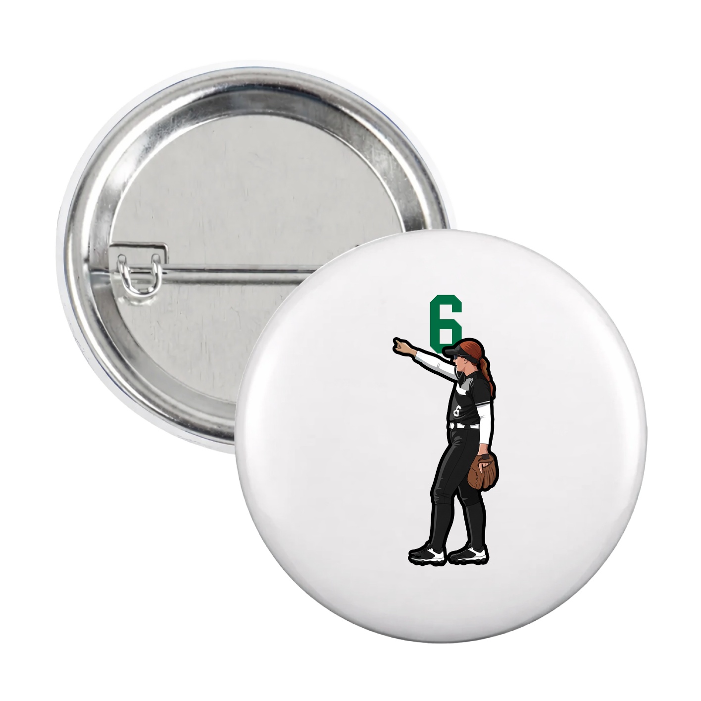 Game Day Button — Number Top in White