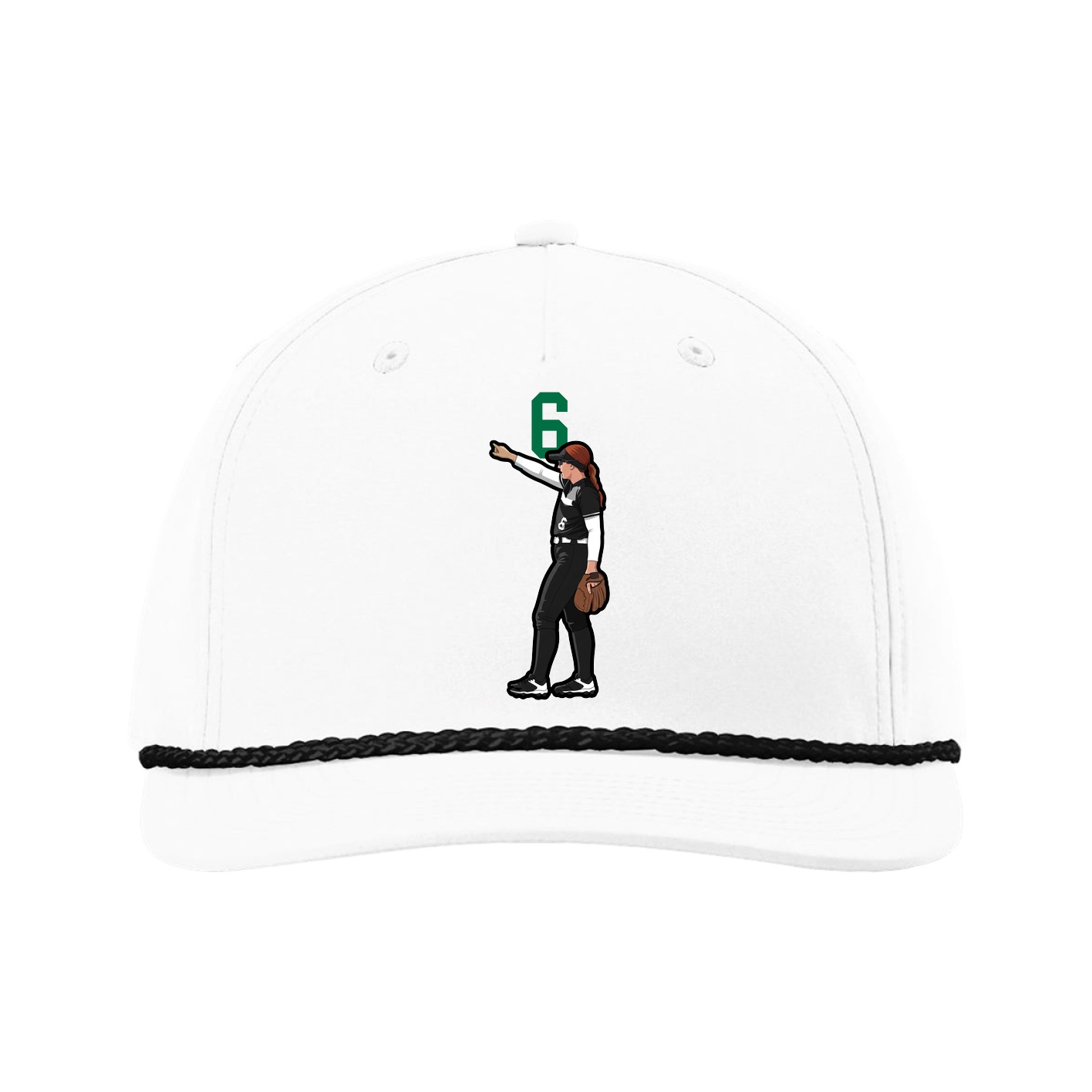 Five-Panel Classic Rope Cap — Number Top in White
