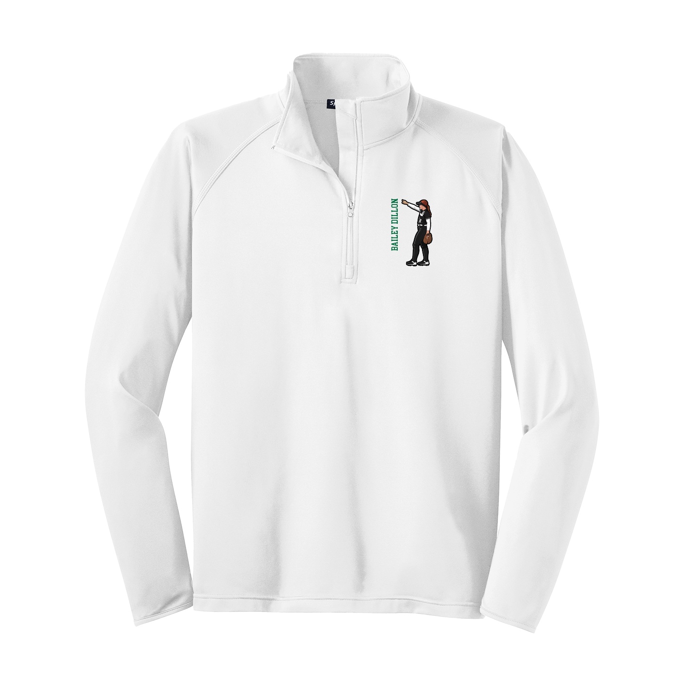 Q-Zip Pullover — Name Vertical in White