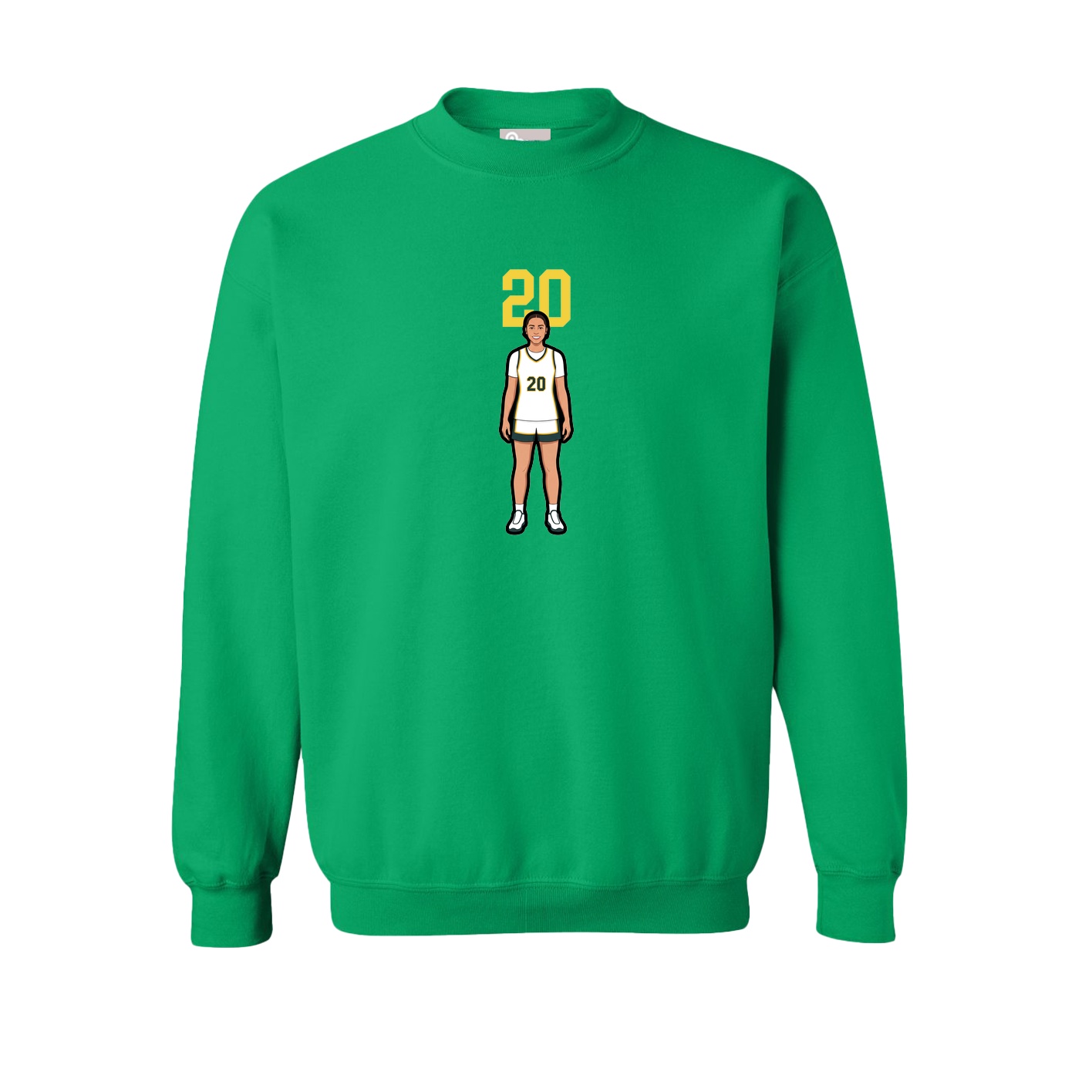 Fleece Crew — Number Top in Green