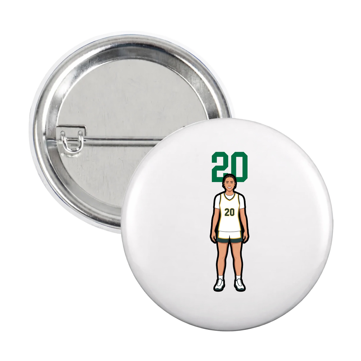 Game Day Button — Number Top in White