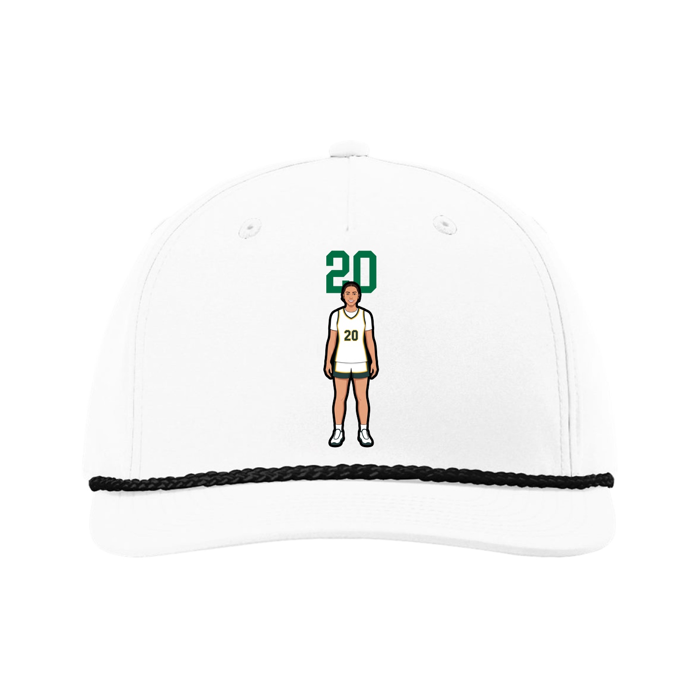 Five-Panel Classic Rope Cap — Number Top in White