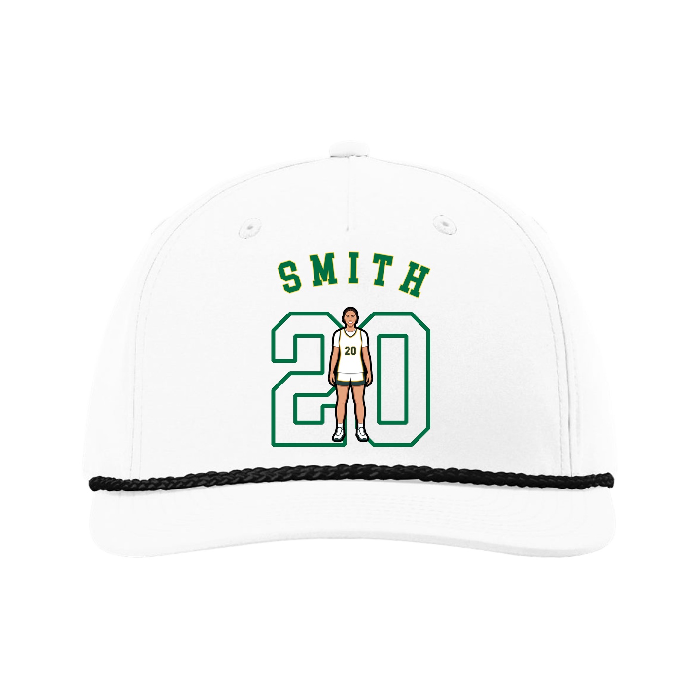 Five-Panel Classic Rope Cap — Shirsey Arch in White
