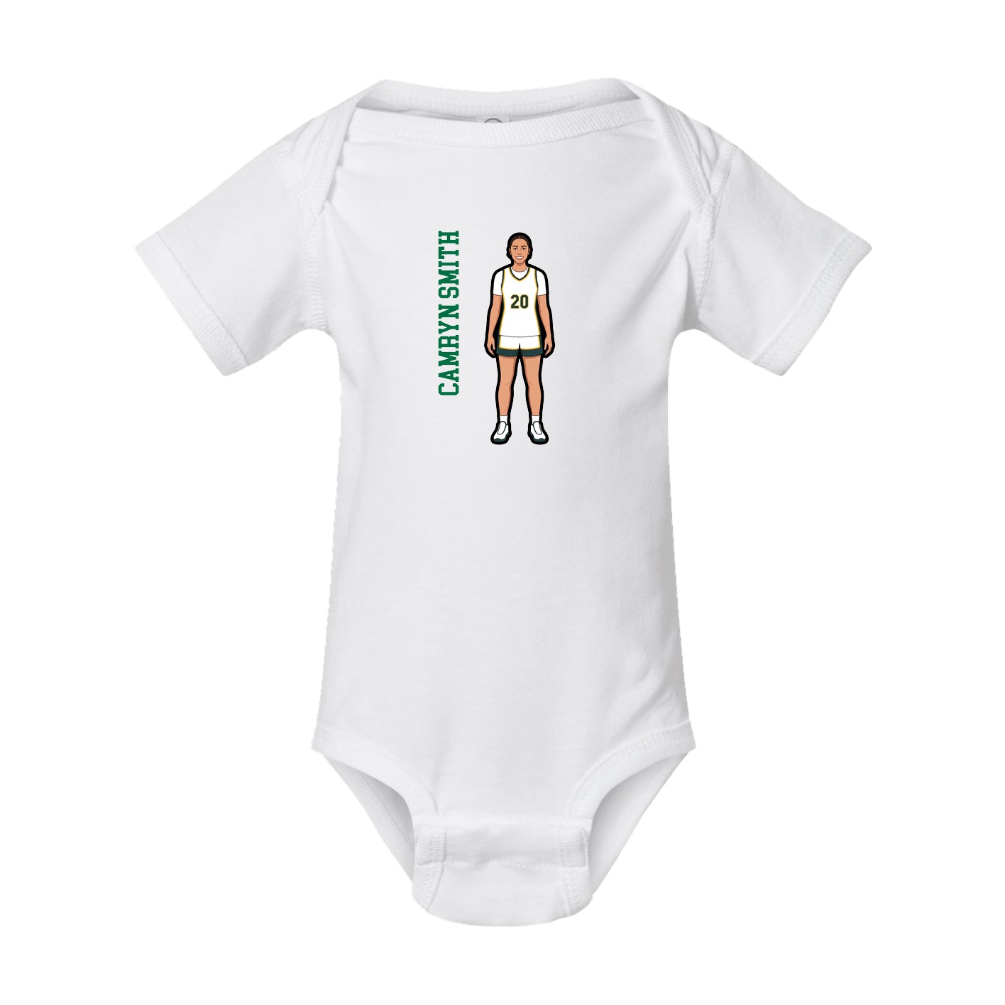 Baby Onesie — Name Vertical in White