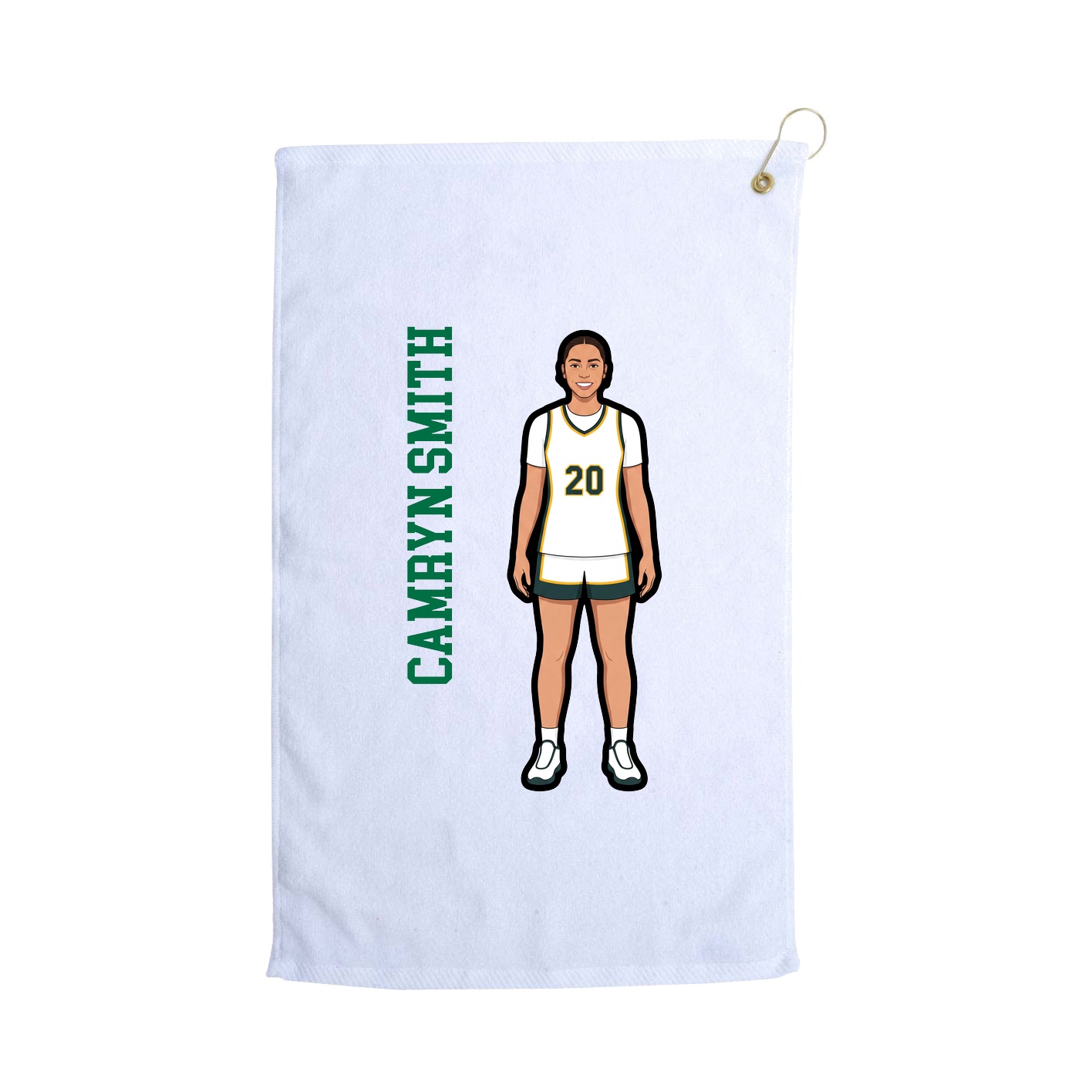 Golf Towel — Name Vertical in White