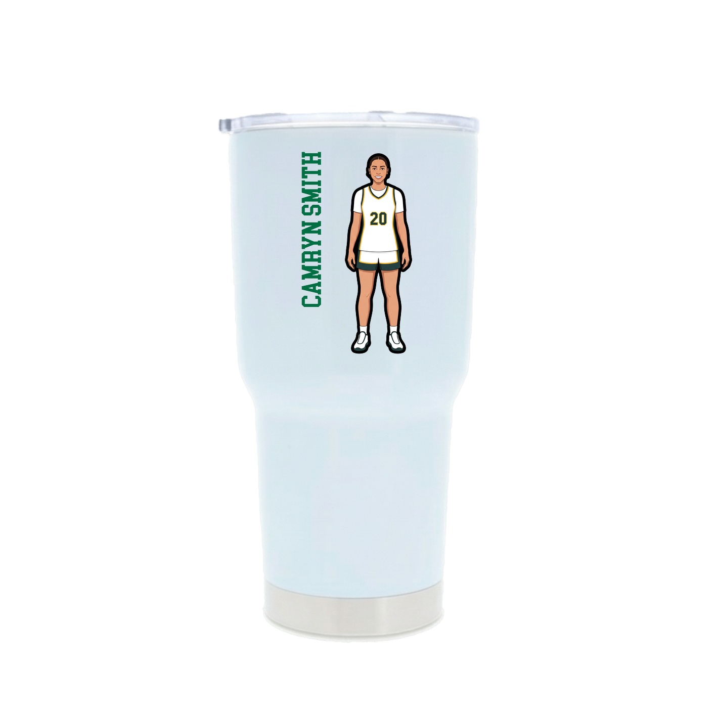 30oz Stainless Steel Tumbler — Name Vertical in White