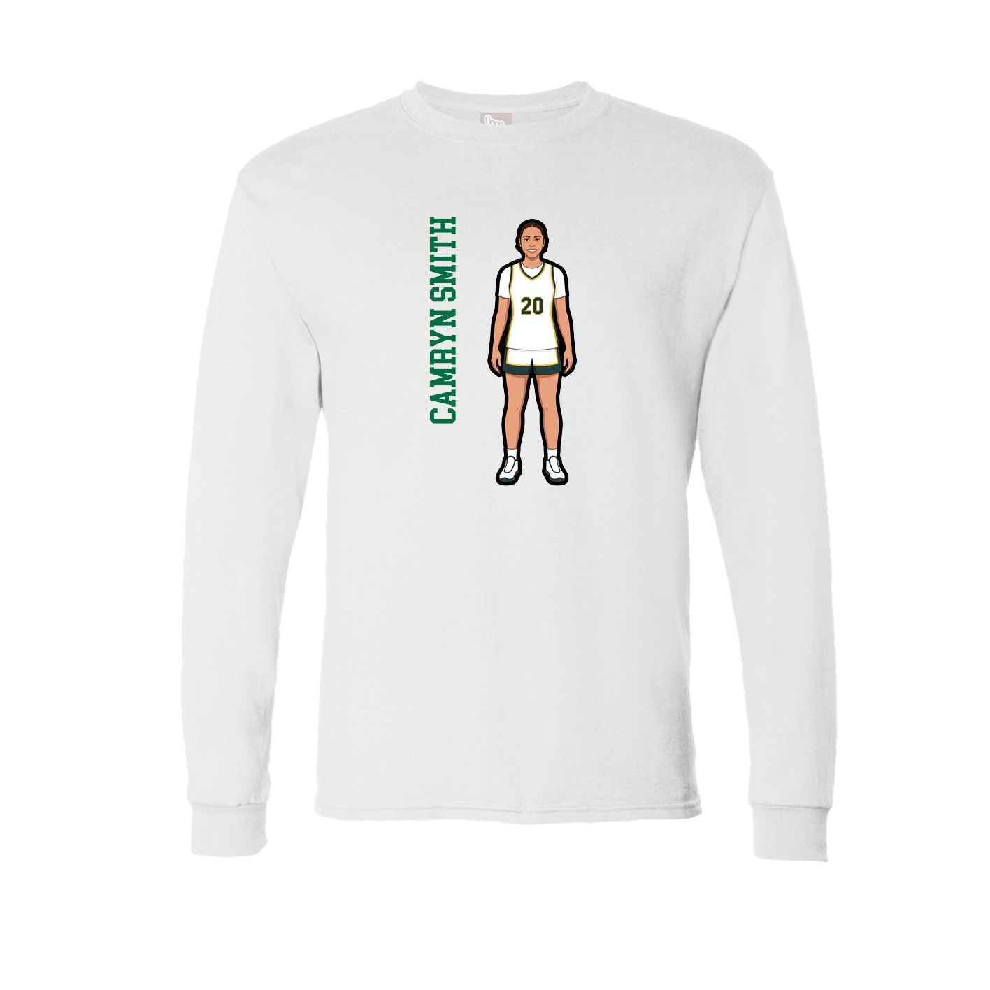 Long Sleeve Tee — Name Vertical in White