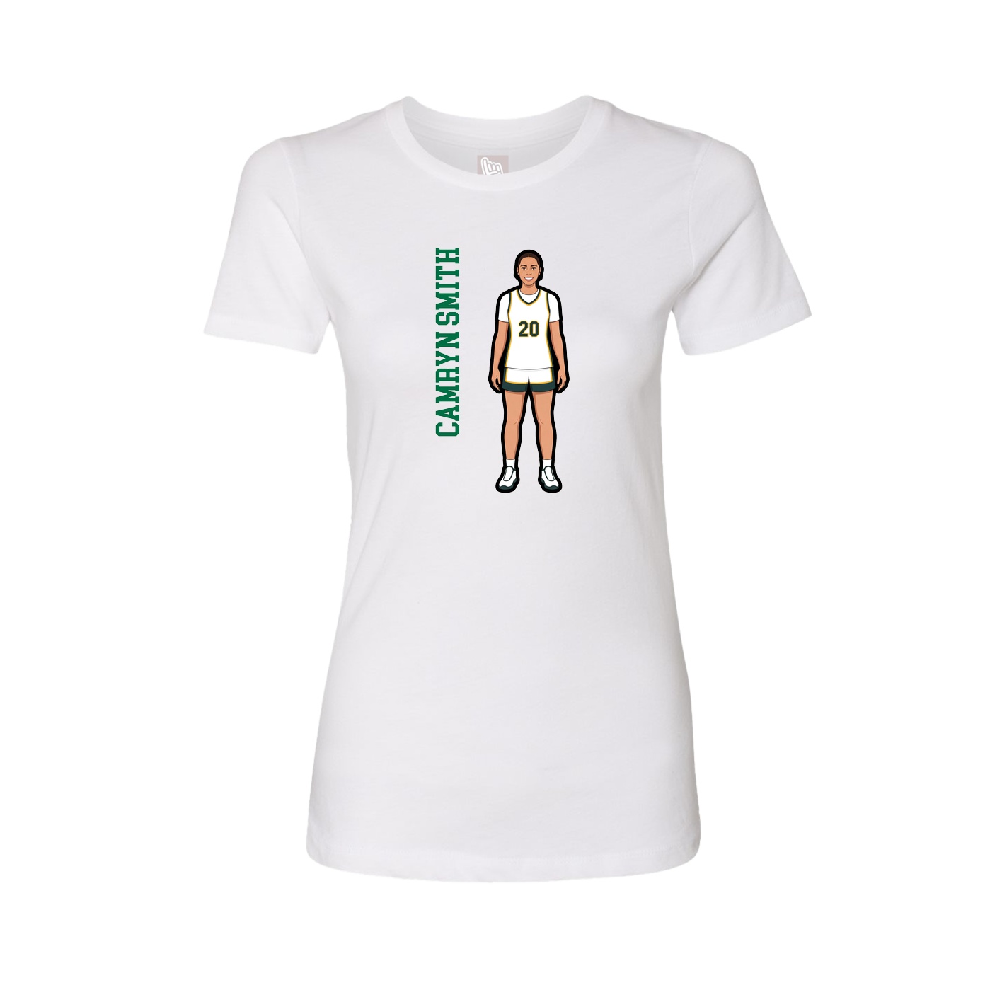 Fitted Women's Tee — Name Vertical in White