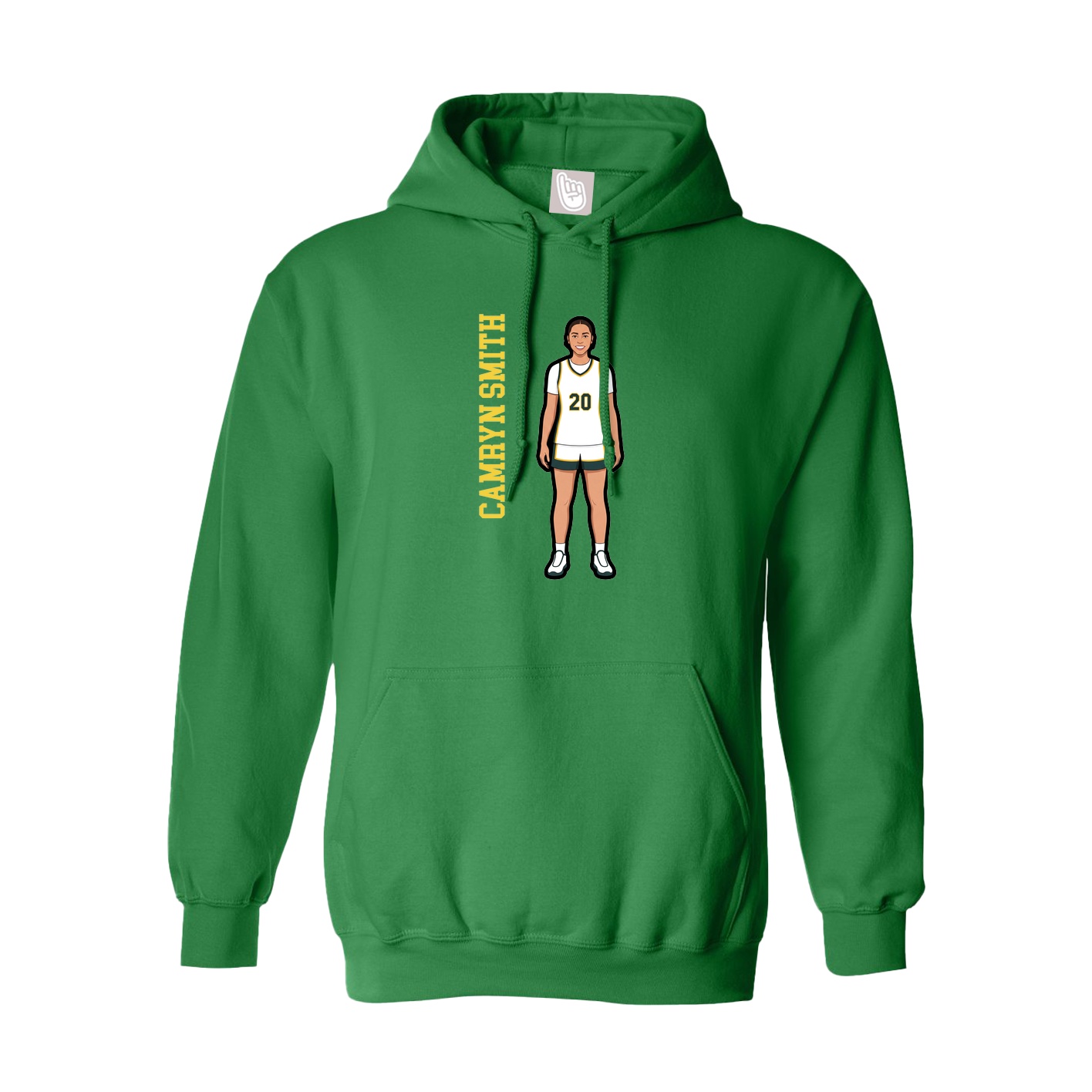 Youth Hoodie — Name Vertical in Green