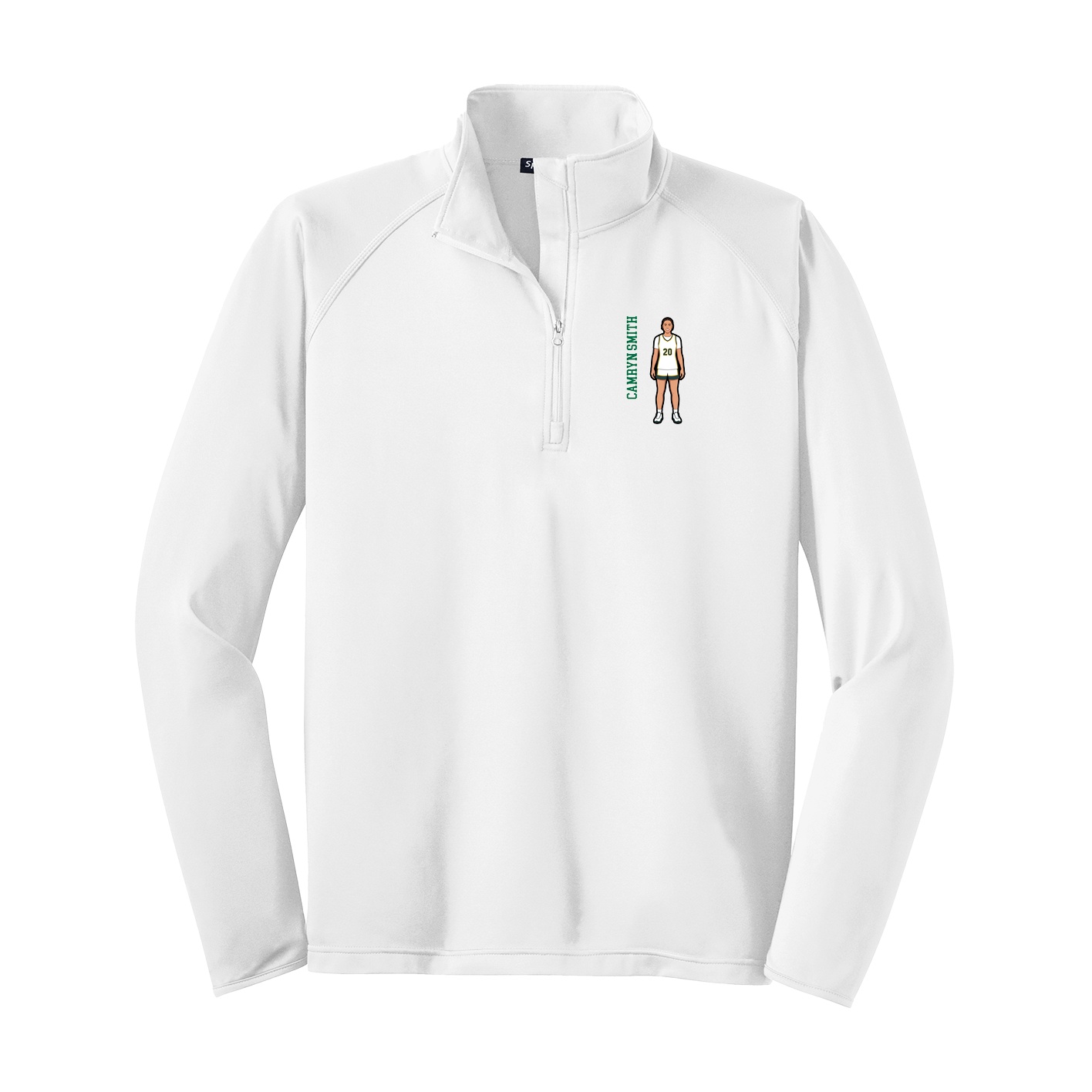 Q-Zip Pullover — Name Vertical in White