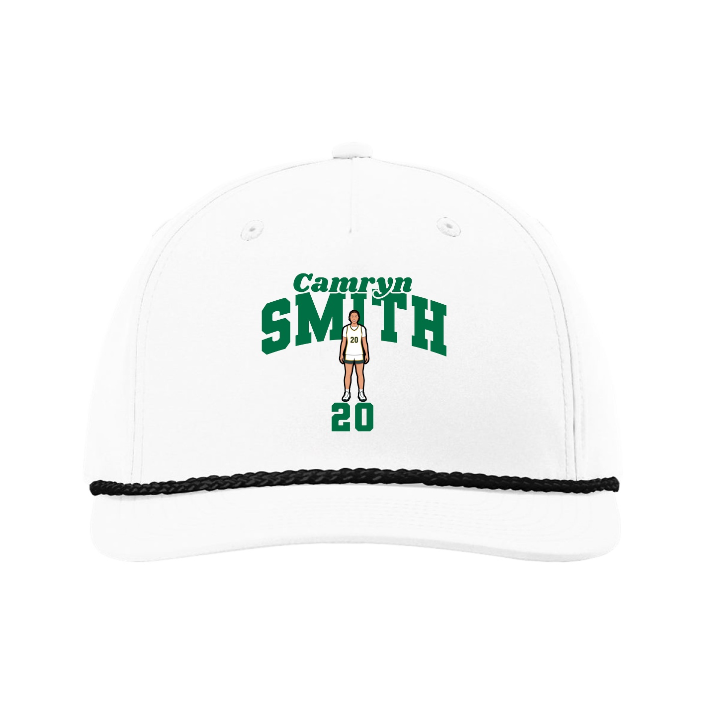 Five-Panel Classic Rope Cap — Signature Arch in White