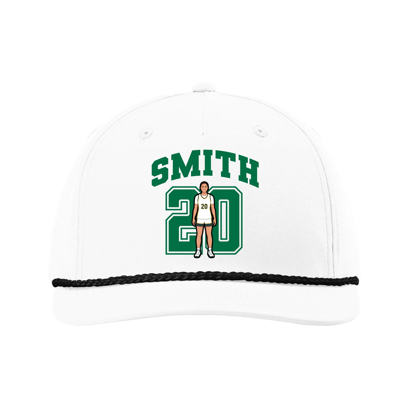 Five-Panel Classic Rope Cap — Number in White