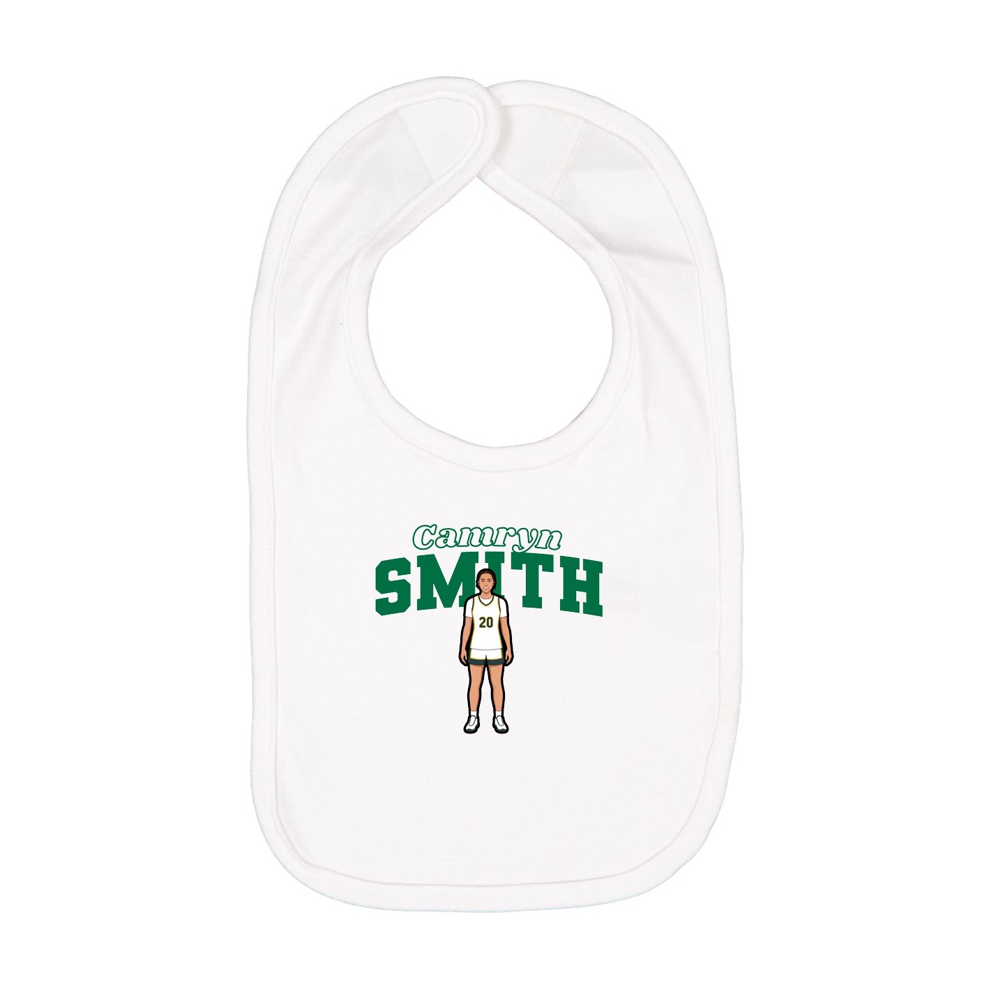 Infant Bib — Name Arch in White