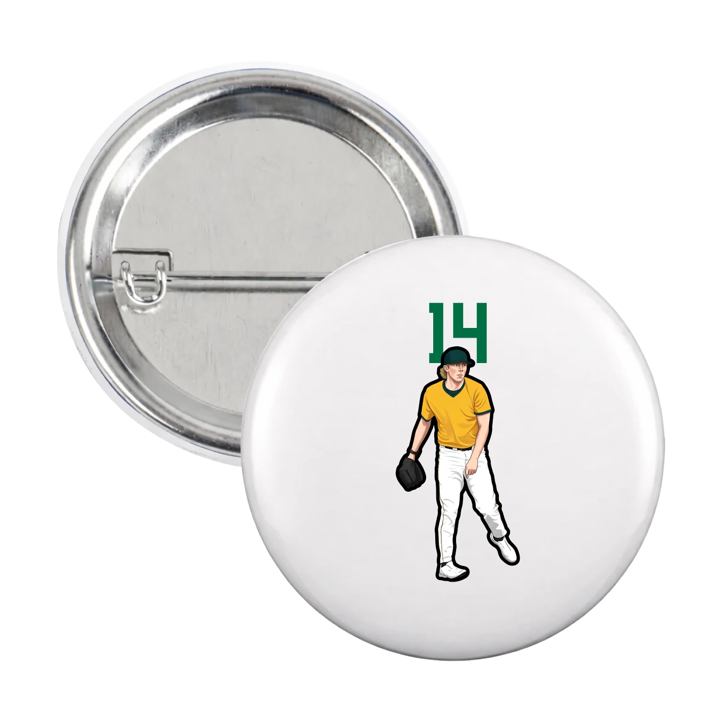 Game Day Button — Number Top in White