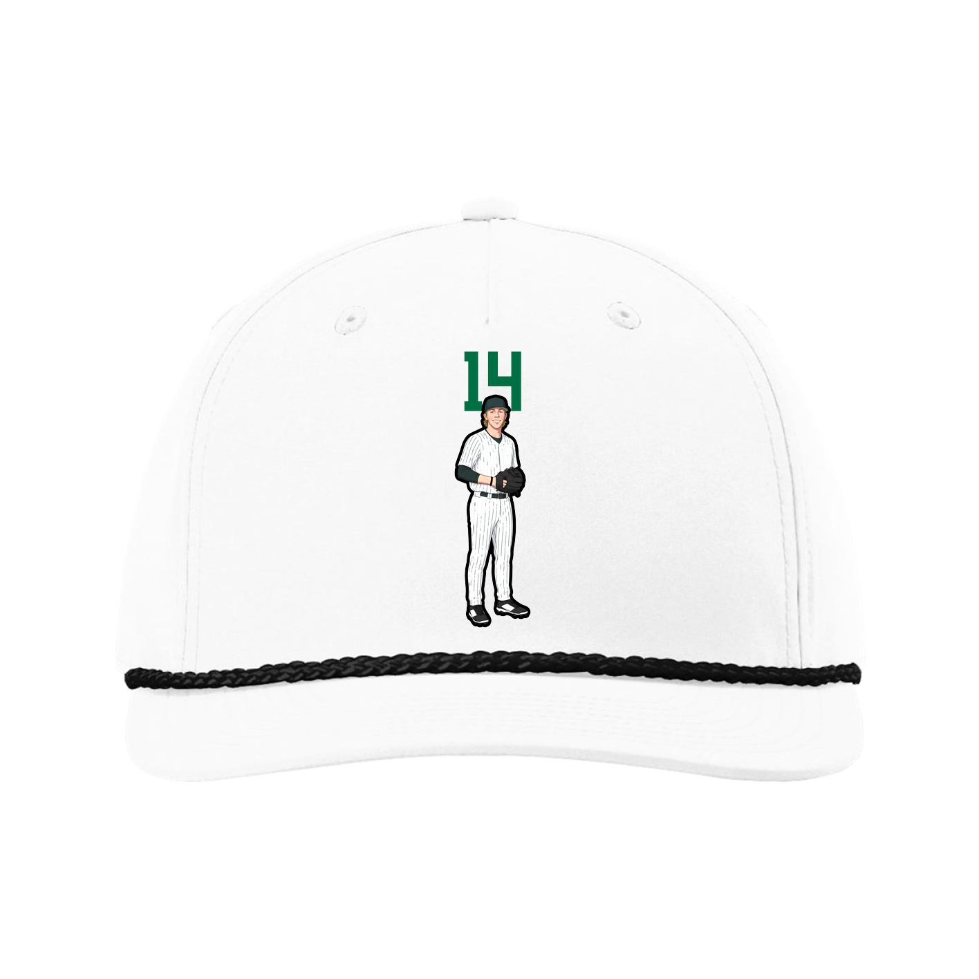 Five-Panel Classic Rope Cap — Number Top in White