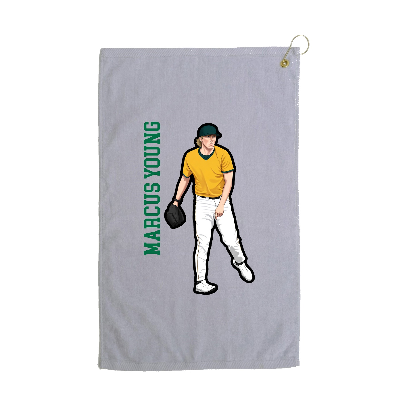 Golf Towel — Name Vertical in Grey