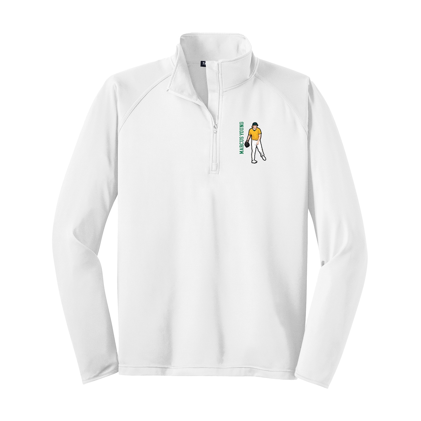 Q-Zip Pullover — Name Vertical in White
