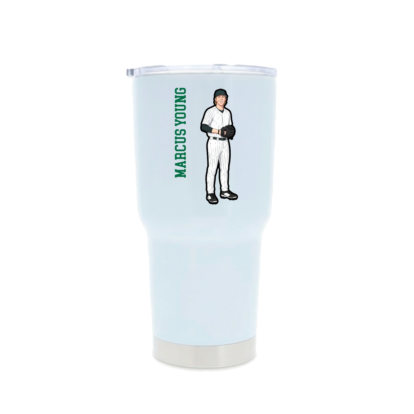 30oz Stainless Steel Tumbler — Name Vertical in White