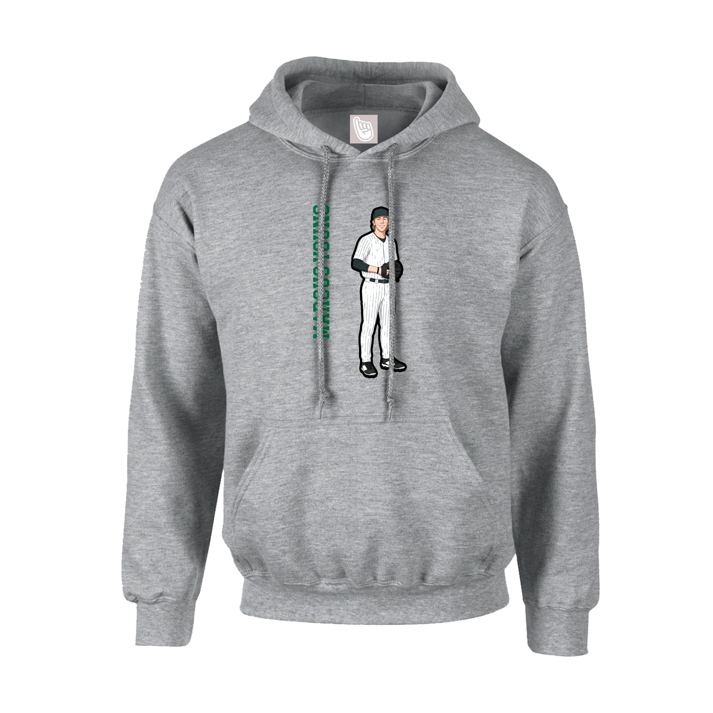 Youth Hoodie — Name Vertical in Grey