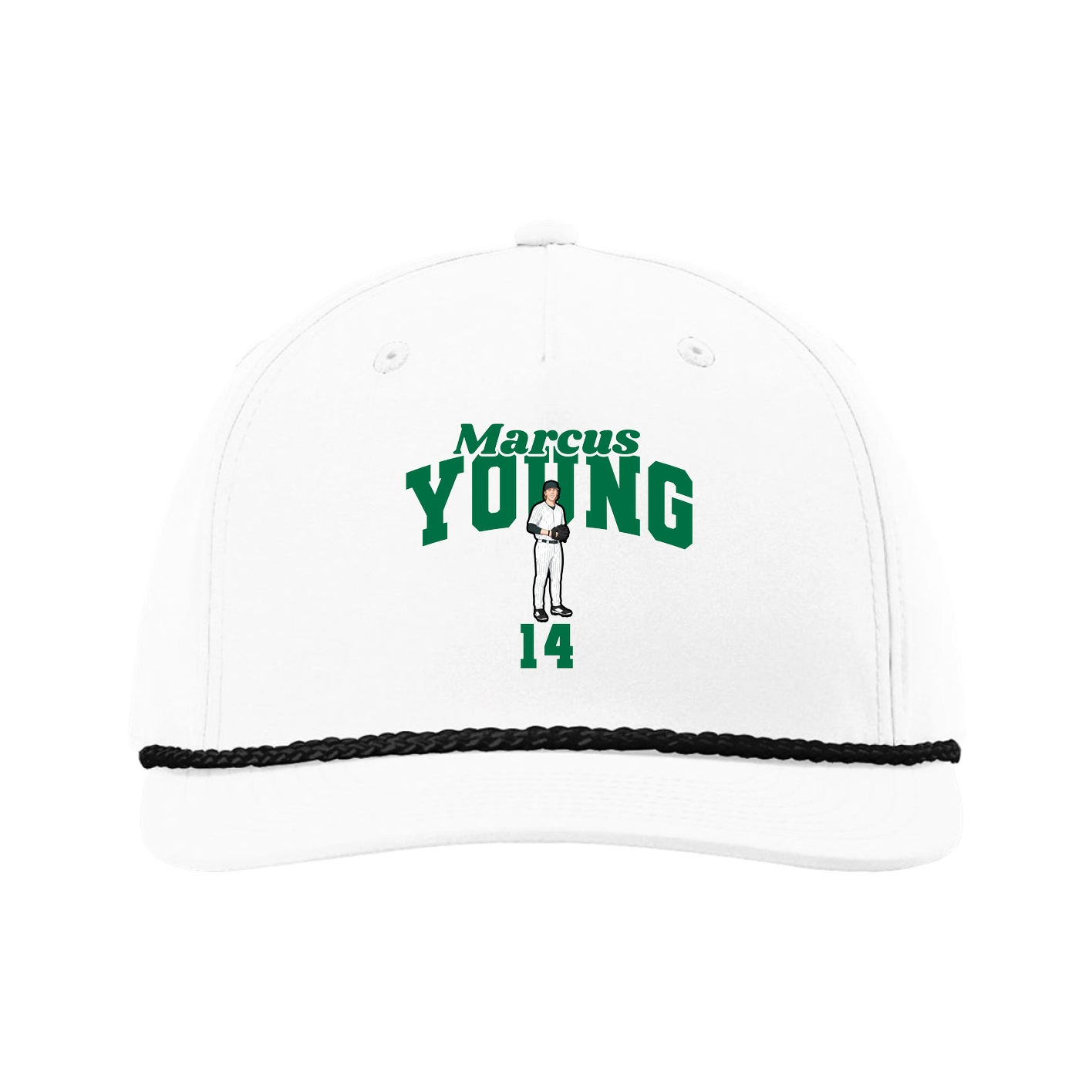Five-Panel Classic Rope Cap — Signature Arch in White
