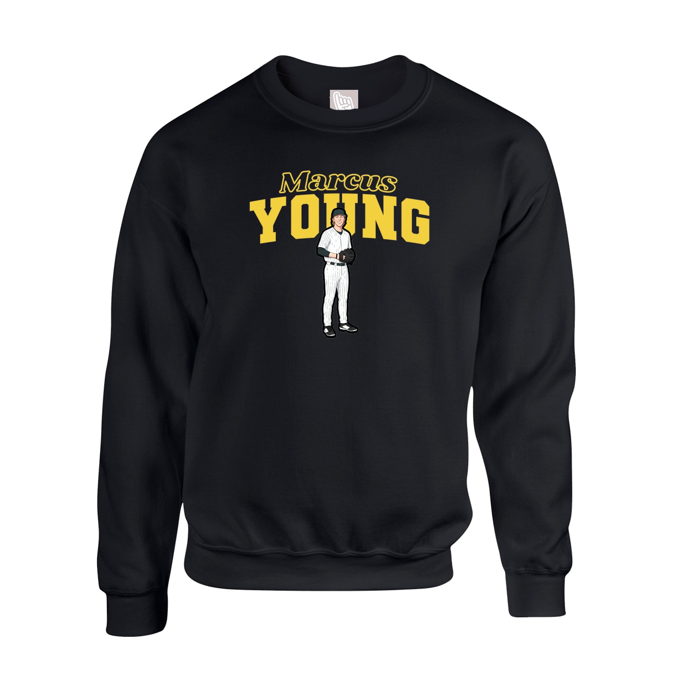 Fleece Crew — Name Arch in Black