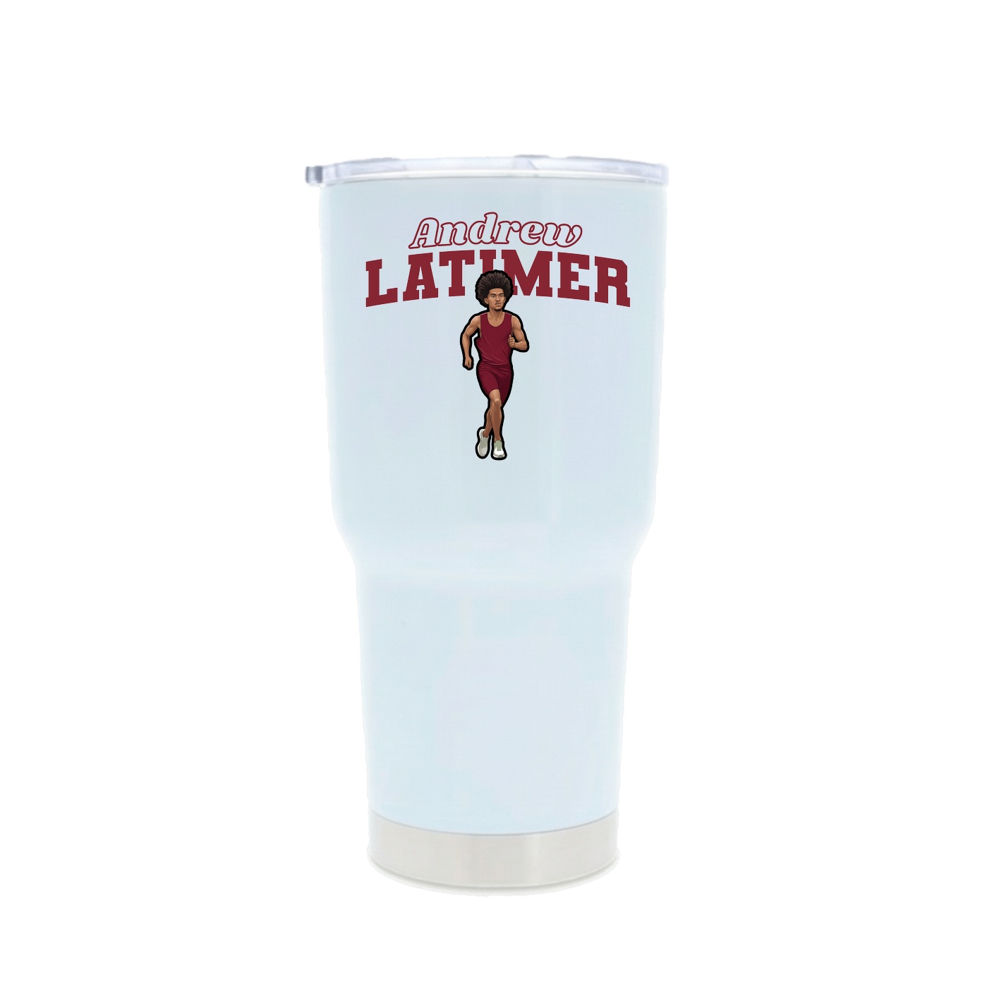 30oz Stainless Steel Tumbler — Name Arch in White