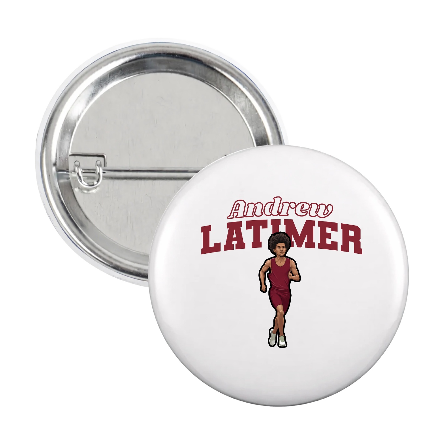 Game Day Button — Name Arch in White