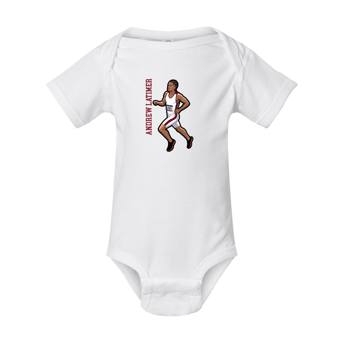 Baby Onesie — Name Vertical in White