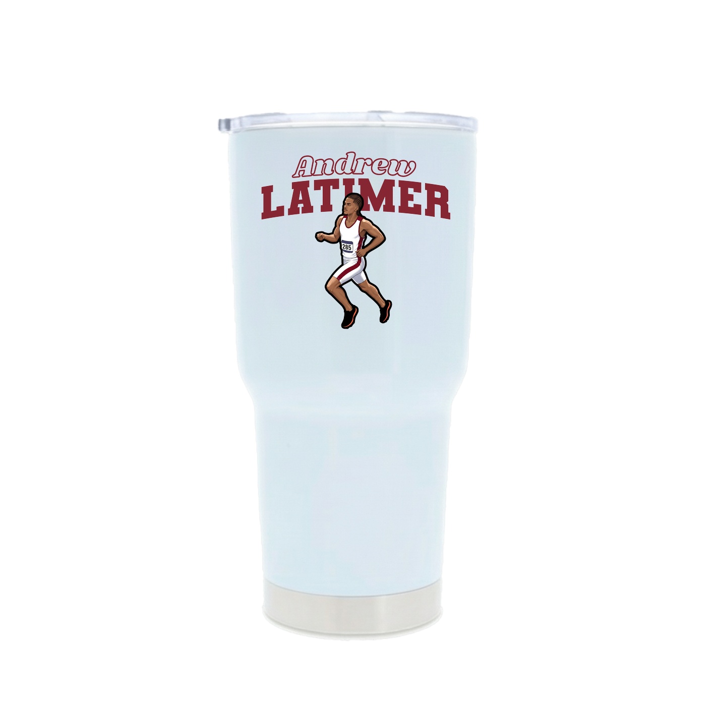 30oz Stainless Steel Tumbler — Name Arch in White
