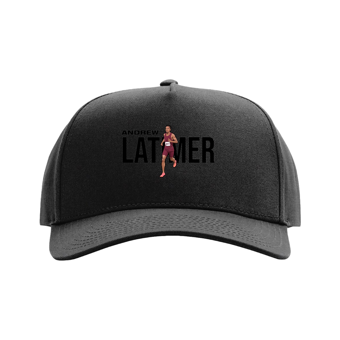 Full Fabric Five-Panel Champ Cap — Player Name in Black