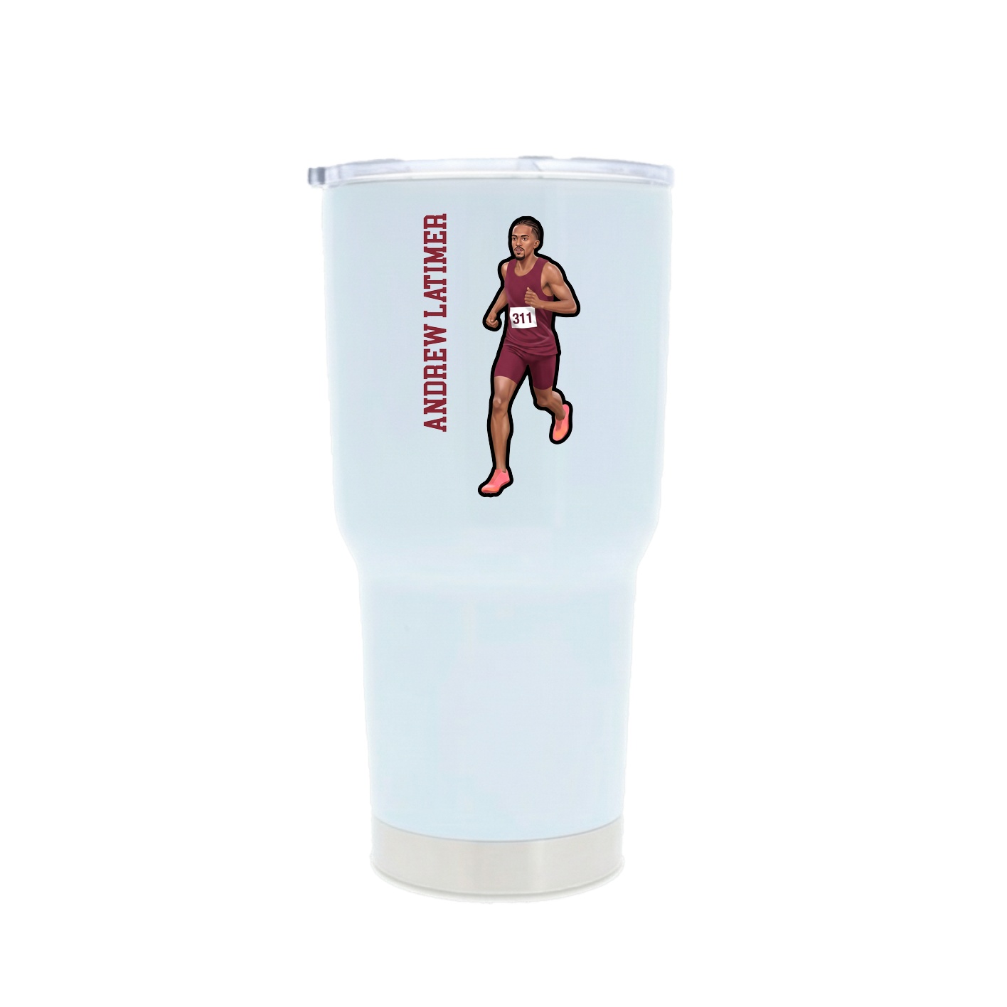 30oz Stainless Steel Tumbler — Name Vertical in White