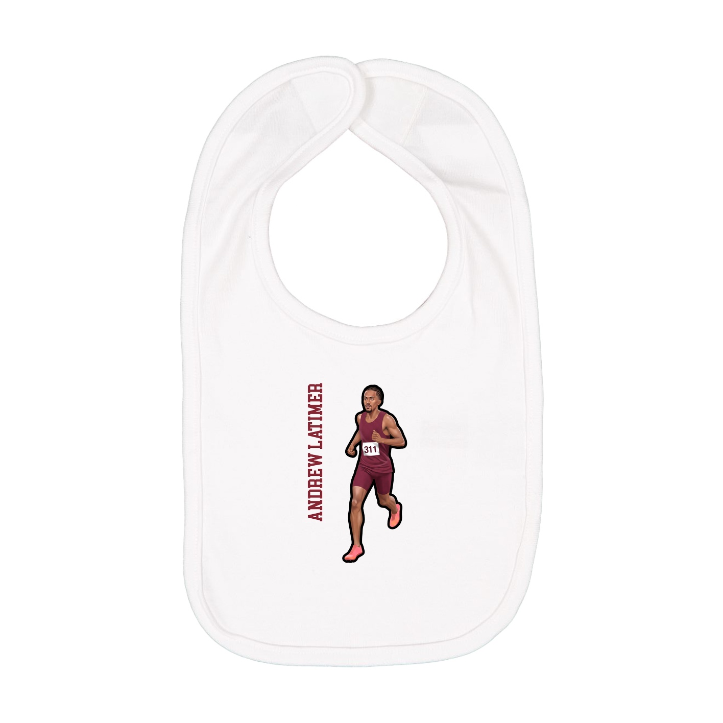Infant Bib — Name Vertical in White