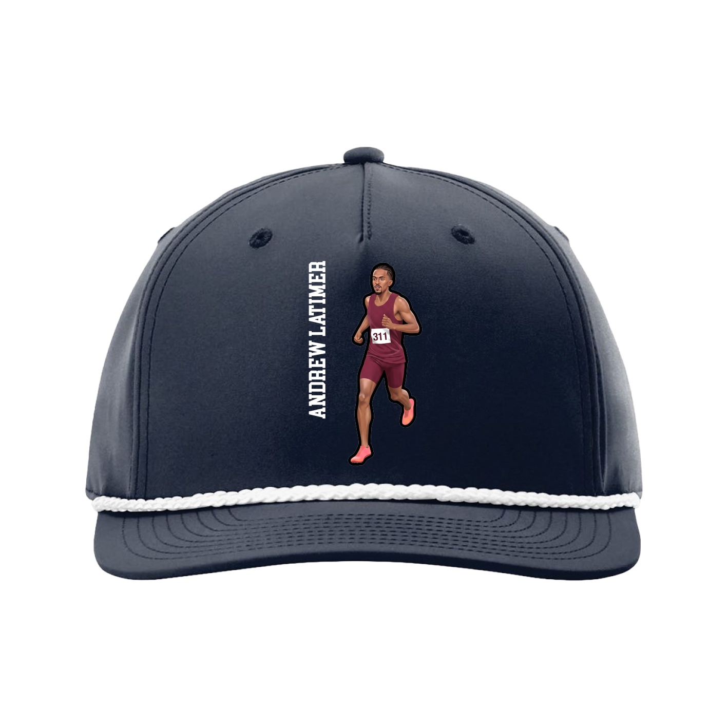 Five-Panel Classic Rope Cap — Name Vertical in Navy