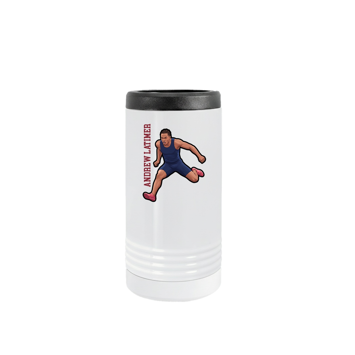 Slim Beverage Holder — Name Vertical in White