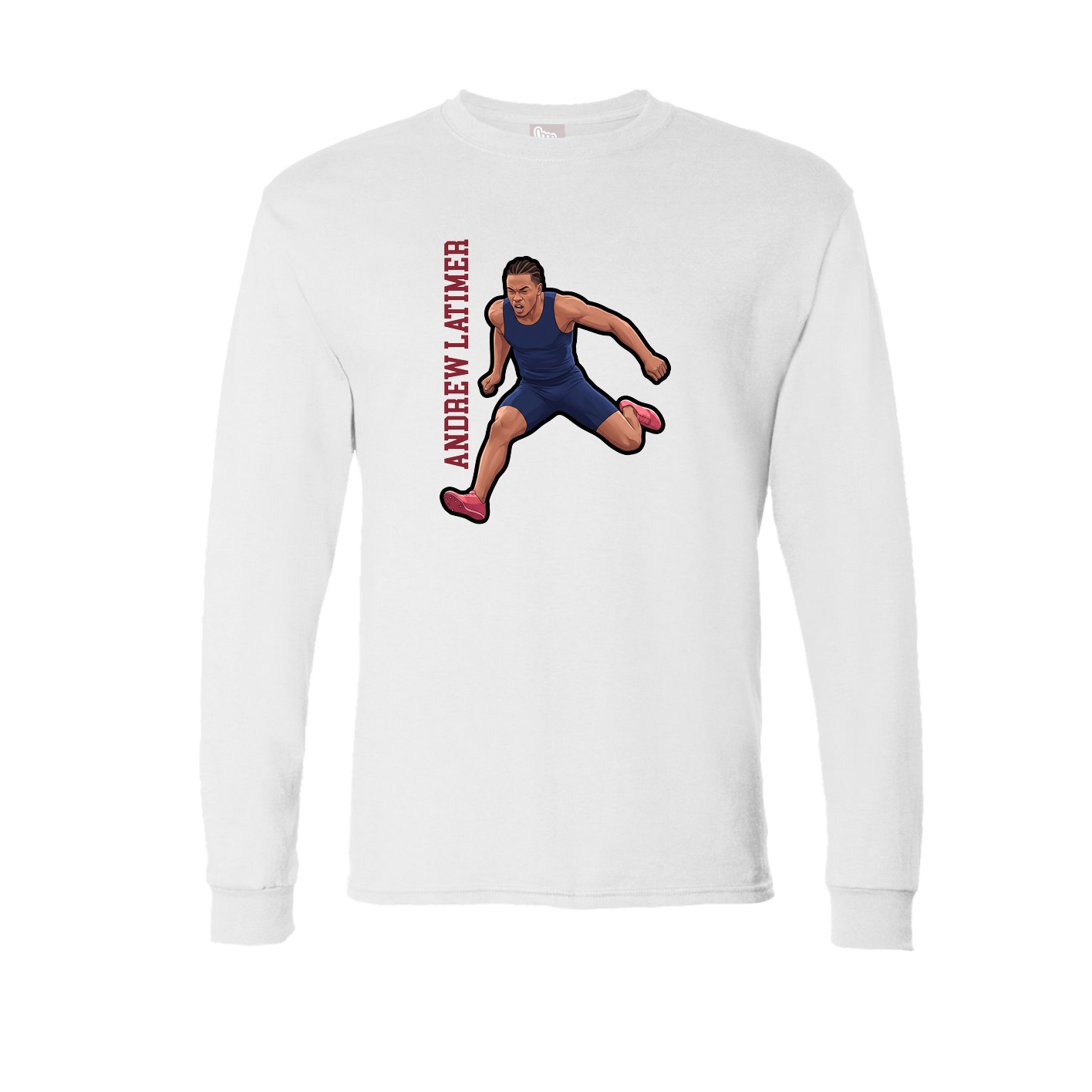 Long Sleeve Tee — Name Vertical in White