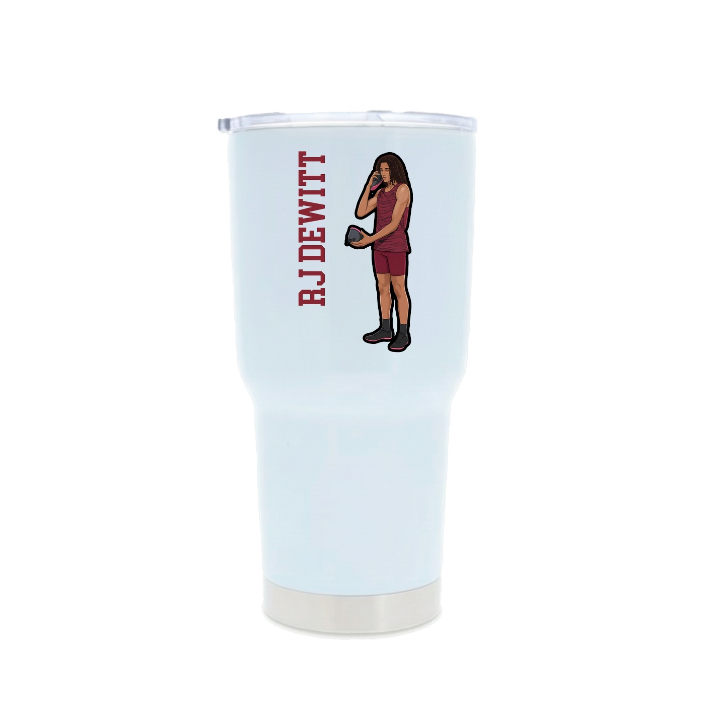 30oz Stainless Steel Tumbler — Name Vertical in White