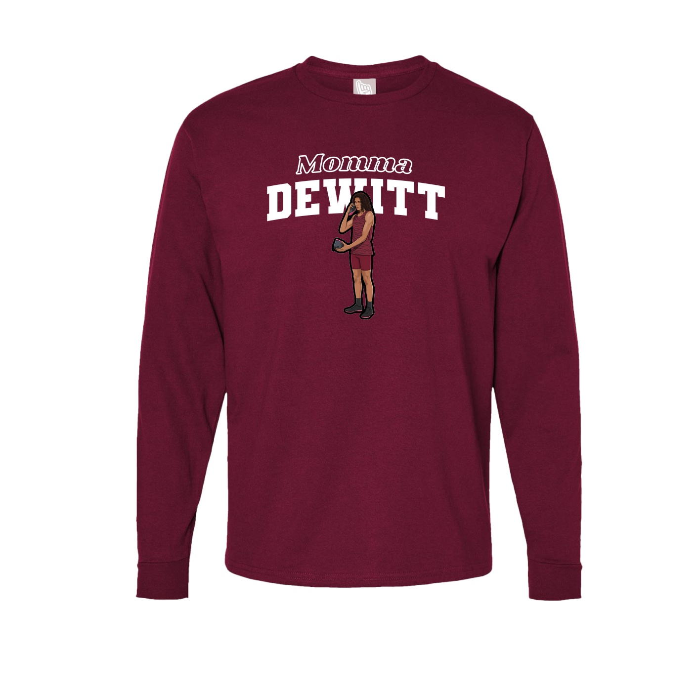 Long Sleeve Tee — Mothers Day Block in Cardinal