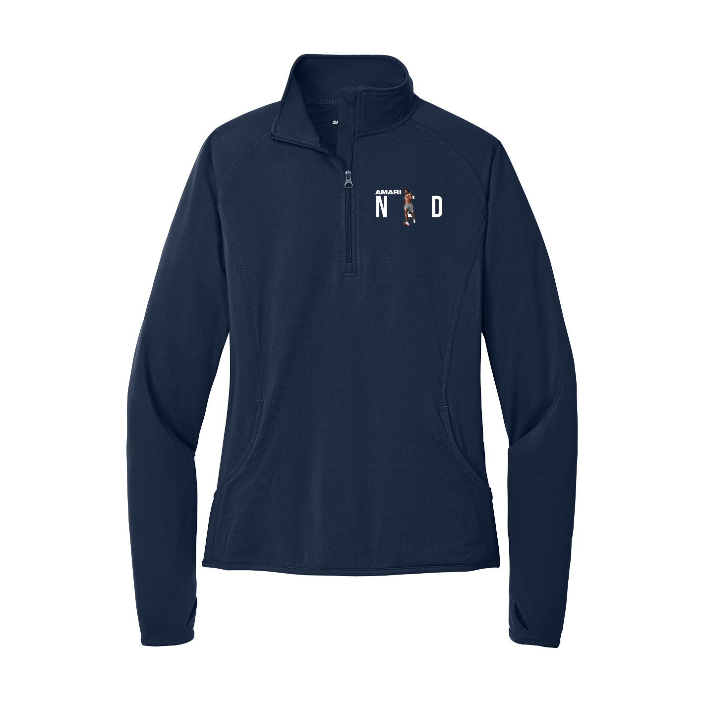 Women's Q-Zip Pullover — Player Name in Navy