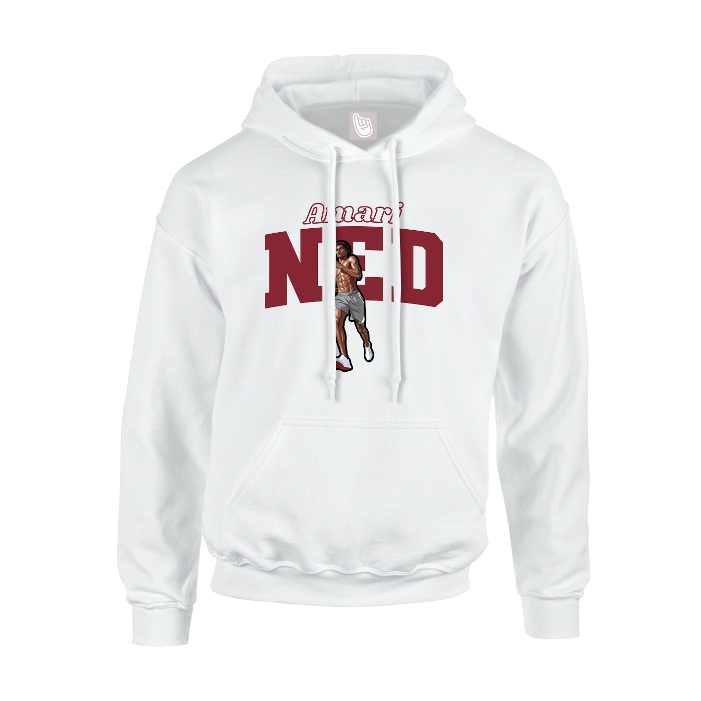 Youth Hoodie — Name Arch in White