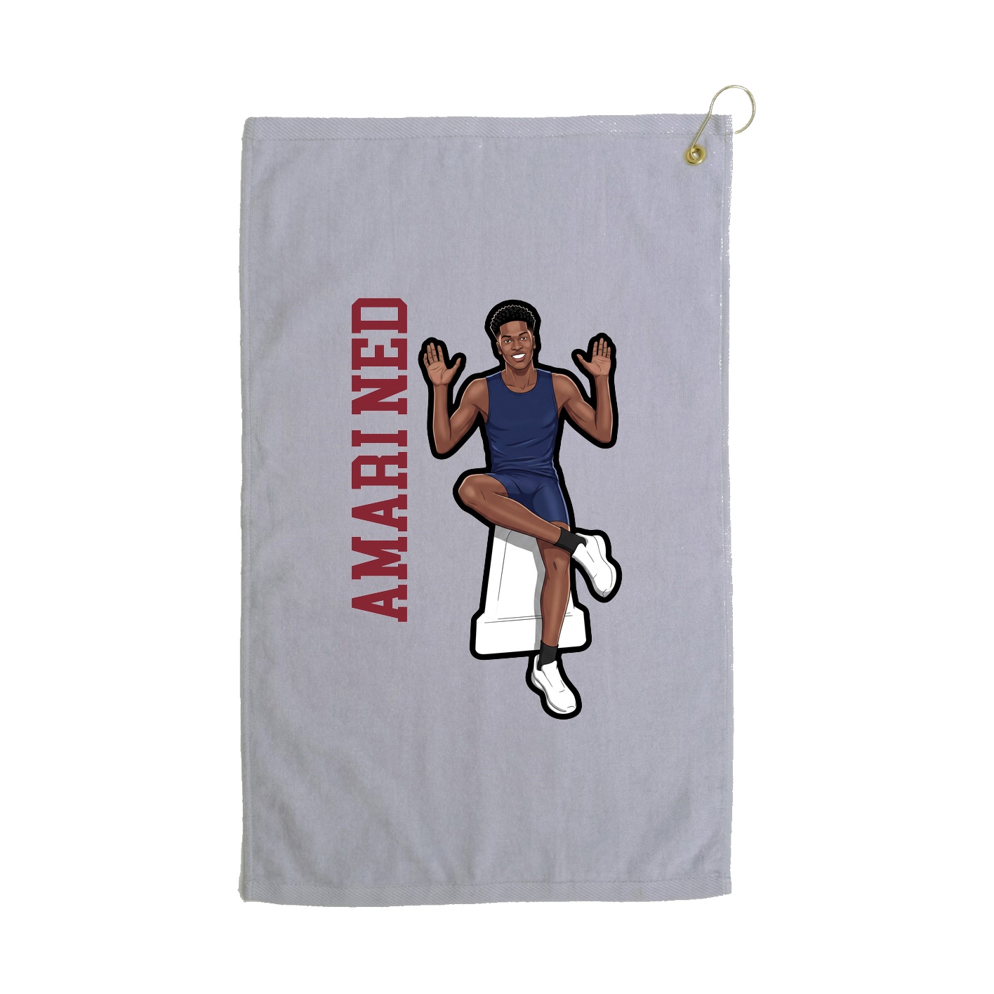 Golf Towel — Name Vertical in Grey