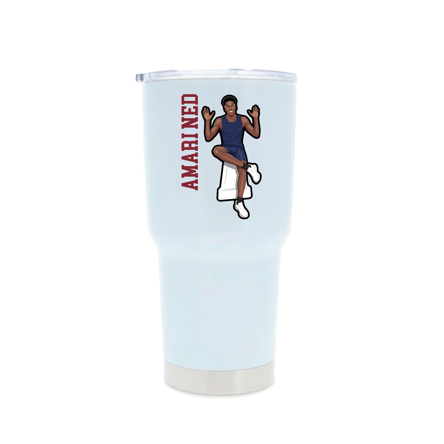 30oz Stainless Steel Tumbler — Name Vertical in White