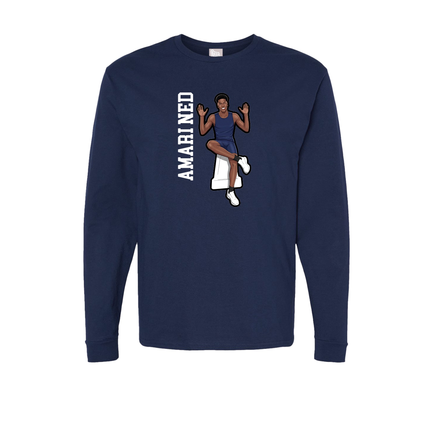 Long Sleeve Tee — Name Vertical in Navy
