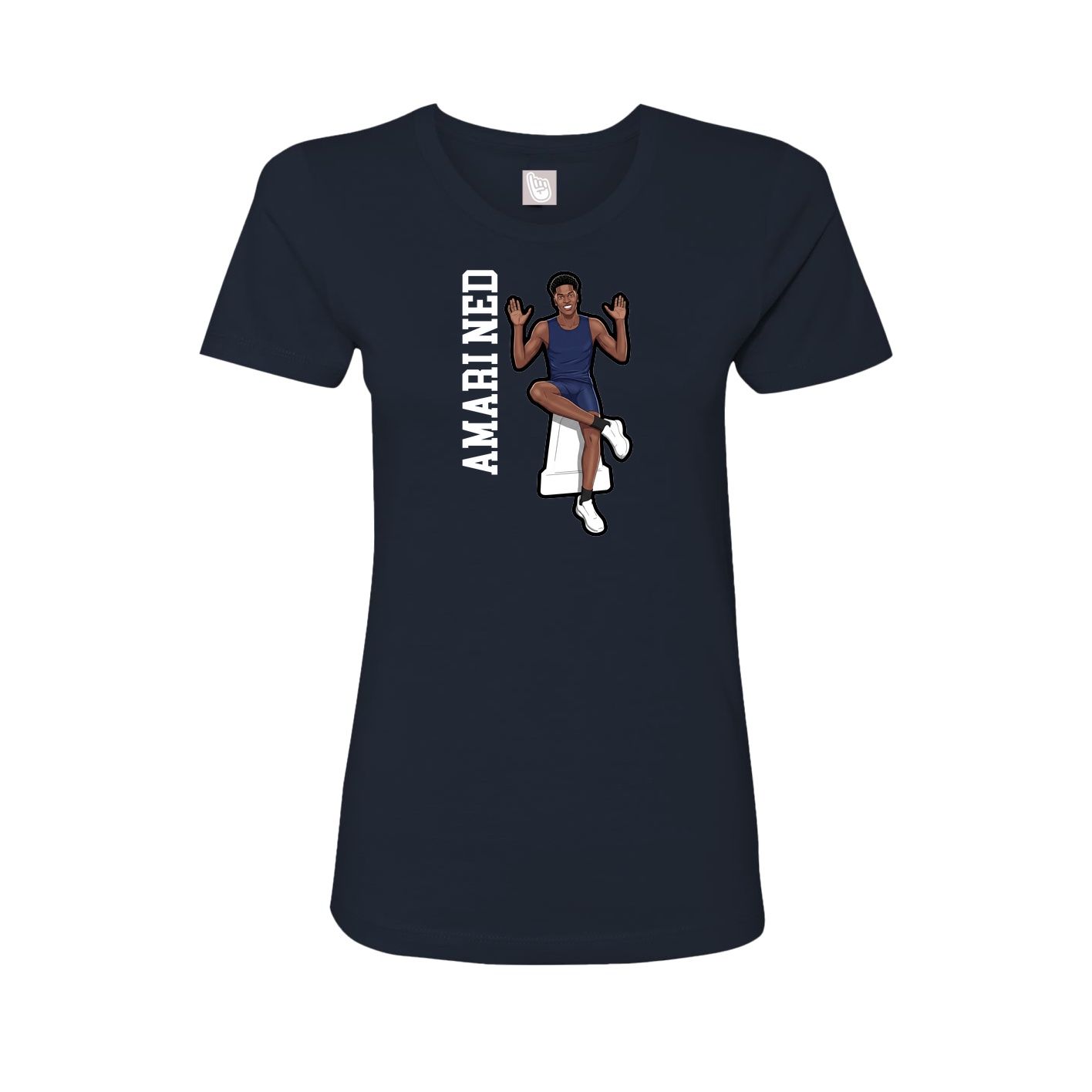 Fitted Women's Tee — Name Vertical in Navy