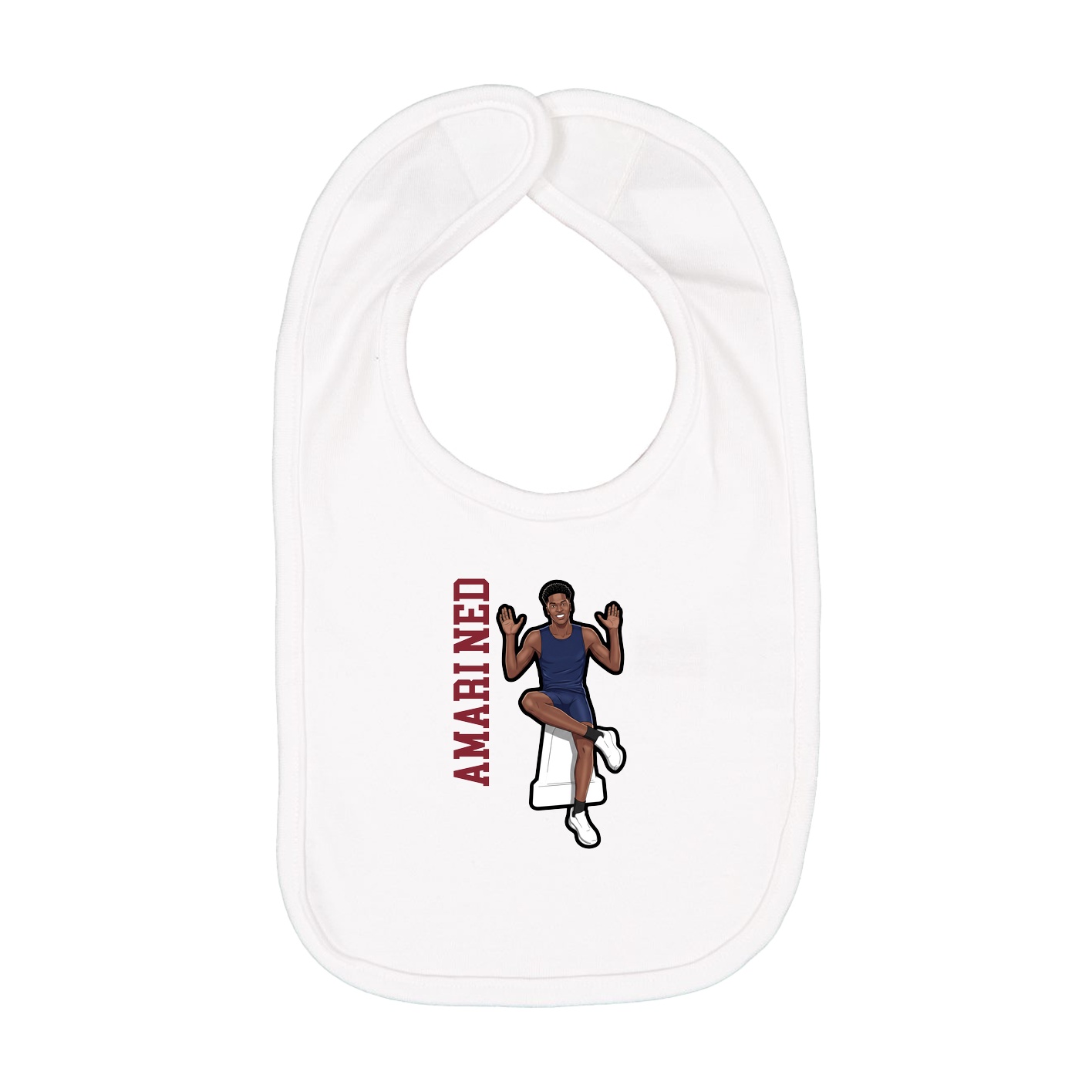 Infant Bib — Name Vertical in White