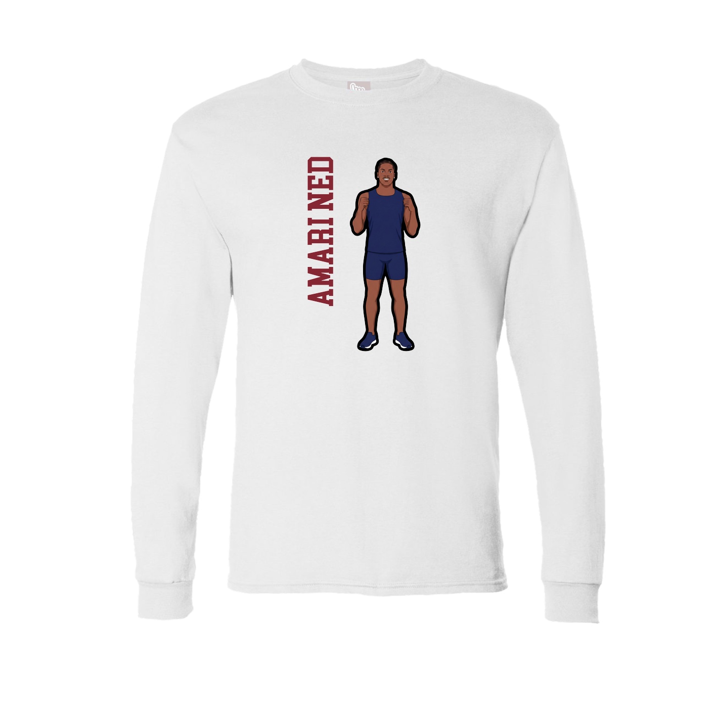 Long Sleeve Tee — Name Vertical in White